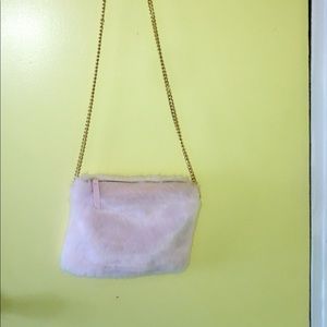 Light pink faux fur purse super cute
